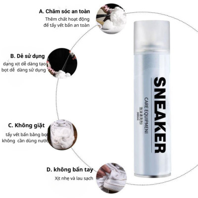 Chai Vệ Sinh Giày, Bình Xịt Bọt Tuyết Giặt Khô Giày Snoker Dung Dịch Vệ Sinh Giày Dép Snoker Cao Cấp