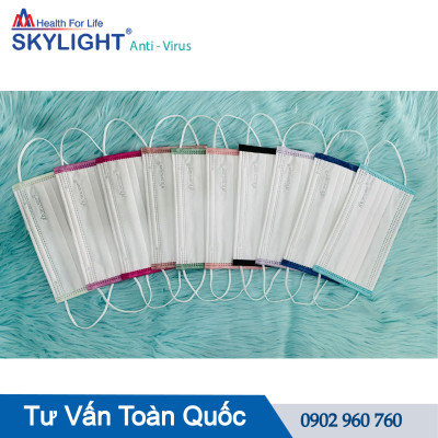 Khẩu trang y tế Skylight 4 lớp - màu Trắng có viền – Hộp 50 cái