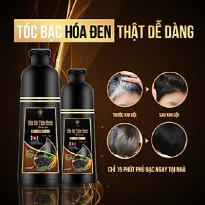 Dầu Gội Nhuộm Đen / Nâu Tóc SINORI Thảo Dược Chai 500 ml, Phủ Bạc Chiết Suất Từ Nhân Sâm, Hà Thủ Ô, Ngũ Bội Tử, Trắc Bạch Diệp, Vừng Đen Và Gừng, Hoàn Toàn Từ Thiên Nhiên