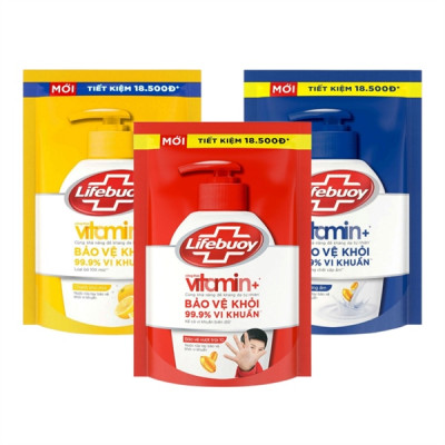 Nước rửa tay sạch khuẩn Lifebuoy Túi 400G - Sữa dưỡng ẩm