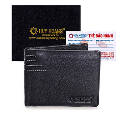 HJ2129 - Bóp nam Huy Hoàng viền chỉ màu đen