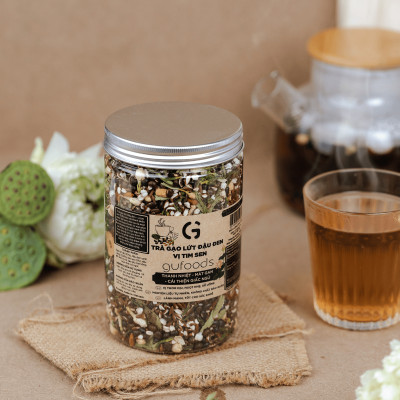 Trà tim sen nguyên chất GUfoods - Thư giãn tinh thần, Cải thiện giấc ngủ, Thanh lọc cơ thể, Thanh mát, Giải nhiệt, Tốt cho sức khỏe